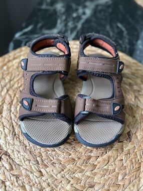 Payless Brown Kids Adjustable Strap Sandals with Peach Accents